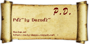 Pély Dezső névjegykártya